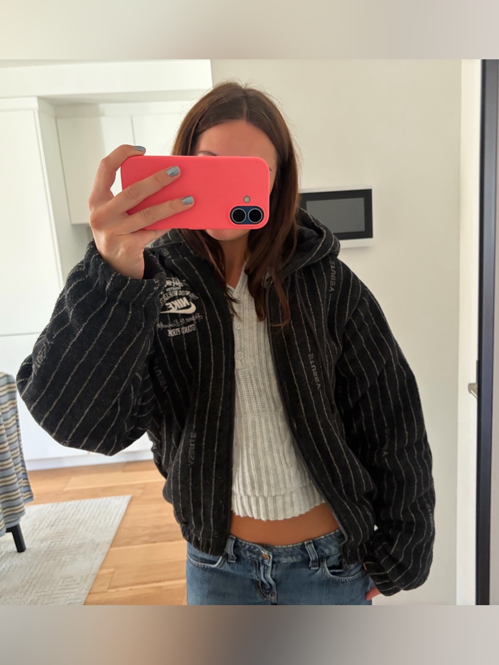 stussy x nike striped wool jacket
